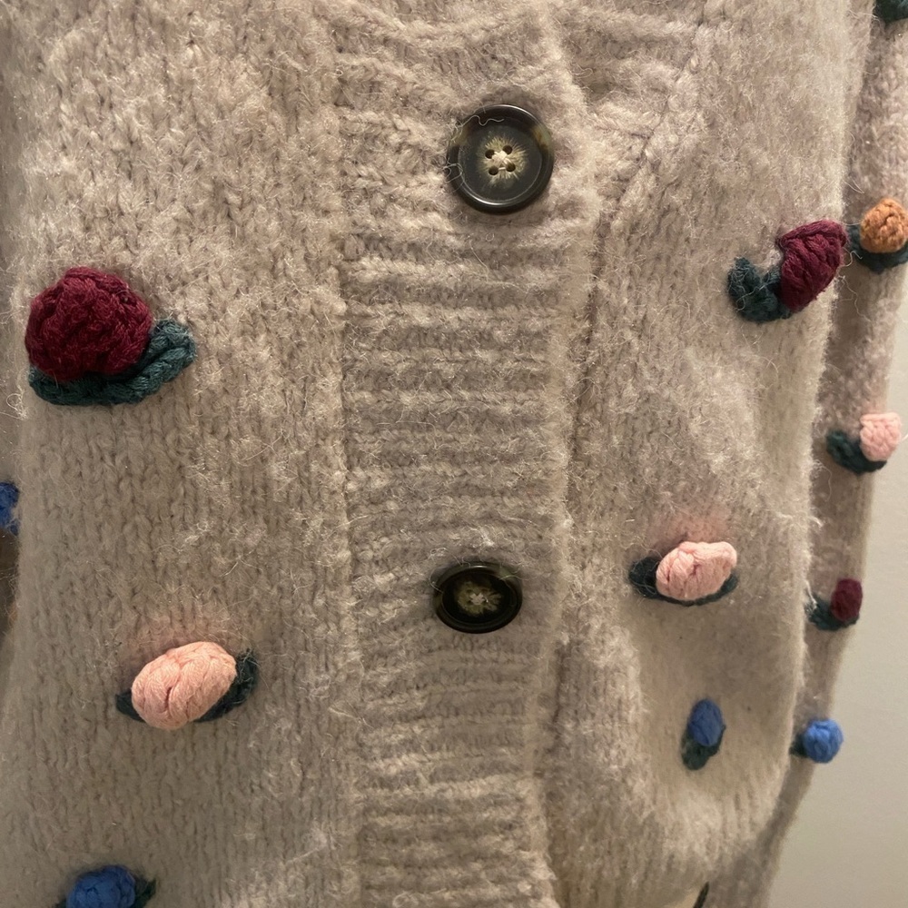 Zara Crochet Floral Knit Cardigan Cottagecore size M - Picture 7 of 16